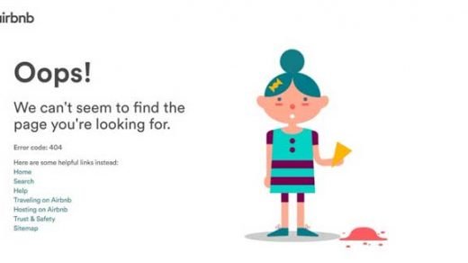Exemple de page d'erreur Airbnb 404