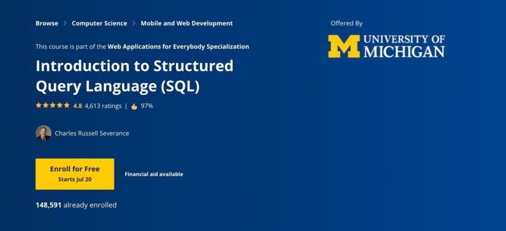 Cours Coursera SQL
