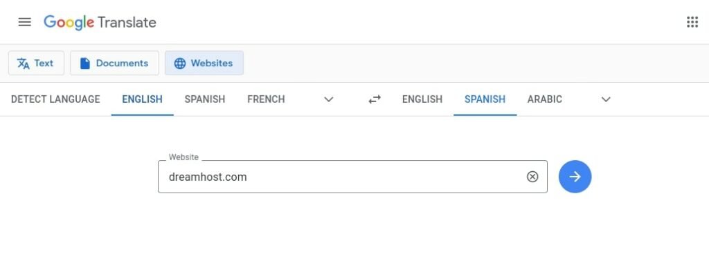Traduire un site Web dans Google Translate